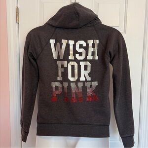 Y2K PINK Victoria's Secret Wish for Pink Rhinestone Zip-Up Hoodie Sz Large
